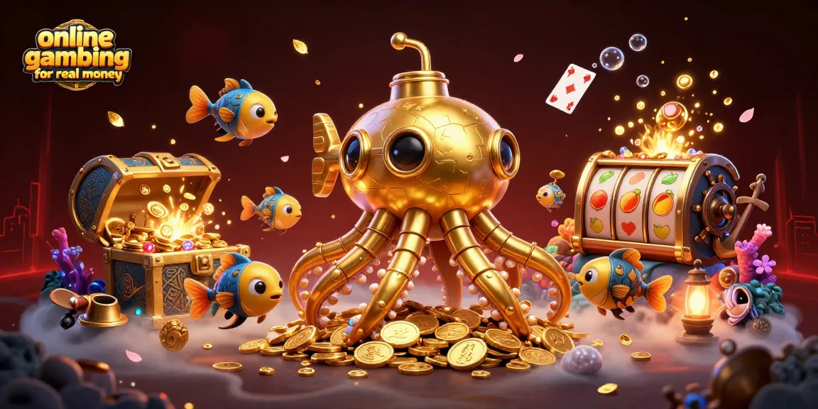 Engage in online gambling for real money with vibrant underwater casino elements featuring a kraken.