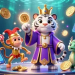 Experience thrilling gameplay at sun win with a dynamic illustration showcasing iconic casino symbols and characters.
