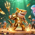 Experience thrilling gameplay at Sunwin with a dynamic underwater scene featuring tiger shark gladiators.